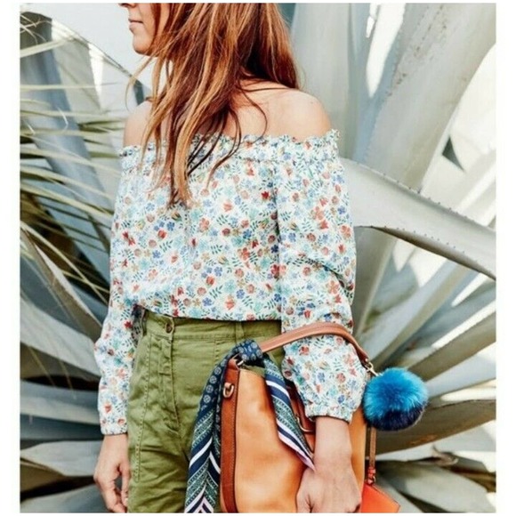 J. Crew Liberty Edenham Floral‎ Print Of The Shoulder Blouse Size 8 - Picture 2 of 9